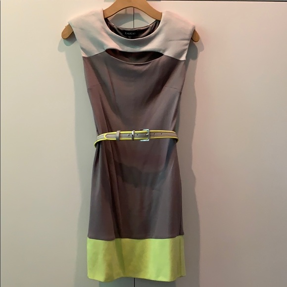 bebe Dresses & Skirts - Gray & Neon BeBe Bodycon Dress